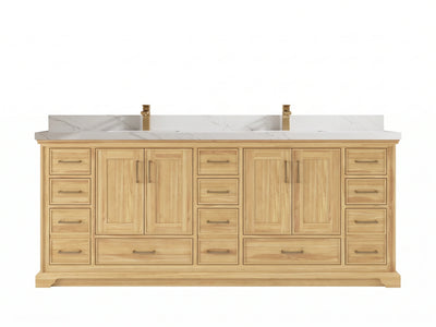 Charlotte Teak Wood 84 in. W x 22 in. D Double Sink Bathroom Vanity