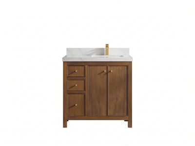 Chicago Teak 36 in. W x 22 in. D Right Offset Sink Bathroom Vanity