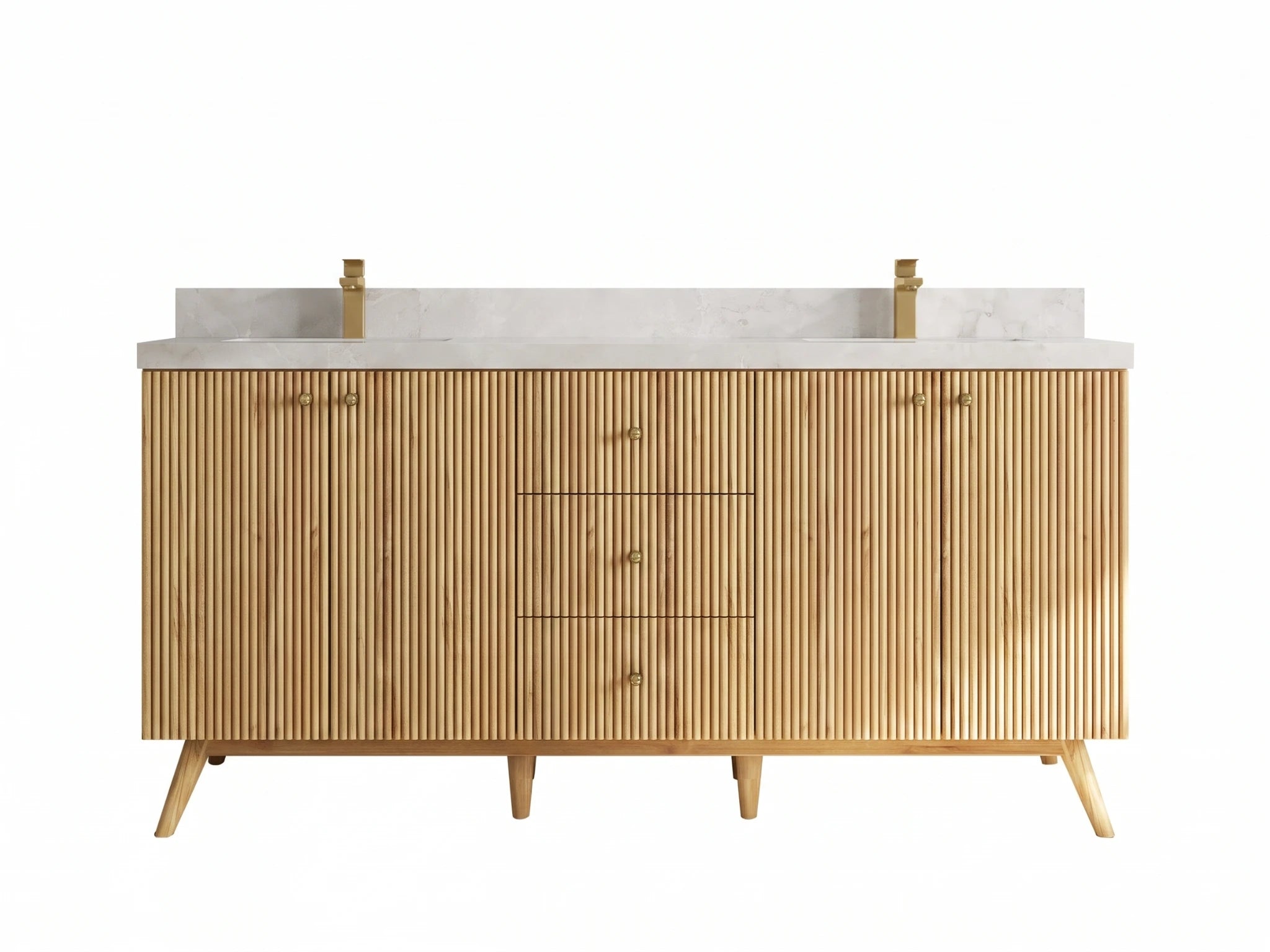 Pasadena Teak Wood 72 in. W x 22 in. D Double Sink Bathroom Vanity