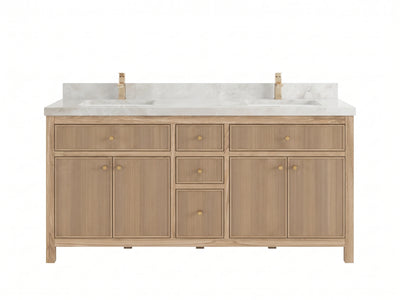 Sonoma Reeded Teak Wood 60 in. W x 22 in. D Double Sink Bathroom Vanity