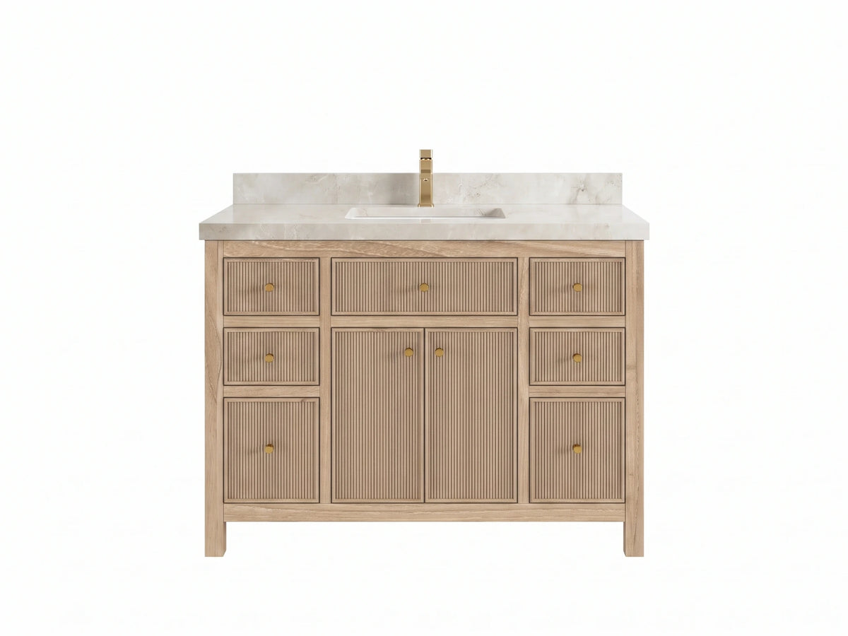 Sonoma Reeded Teak Wood 48 in. W x 22 in. D Single Sink Bathroom Vanity