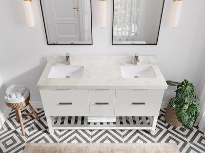 Catalina 60 in W x 22 in D Free Standing Reeded Double Sink Bathroom Vanity