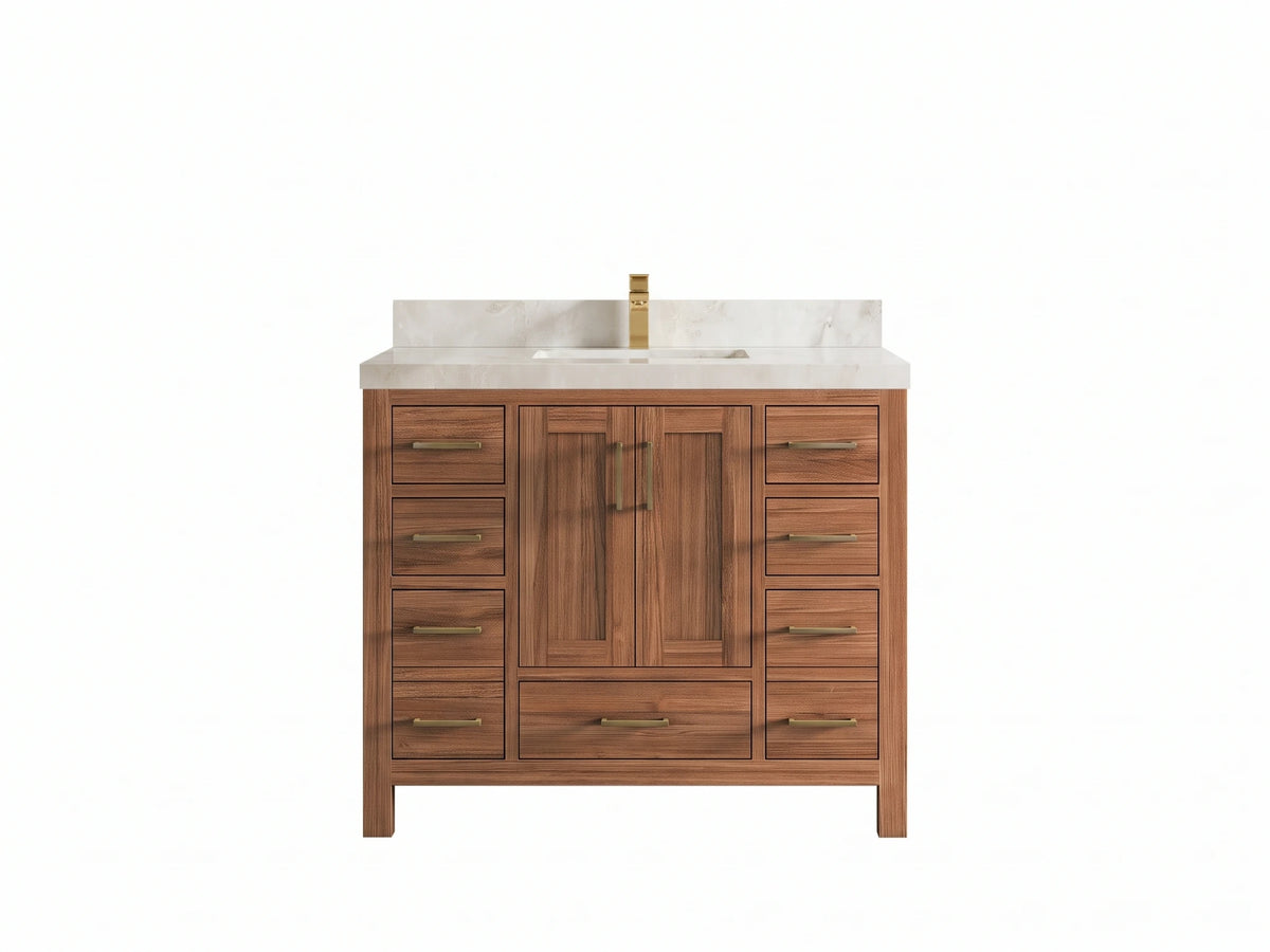 Malibu Teak Wood 42 in. W x 22 in. D Single Sink Bathroom Vanity