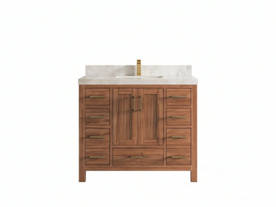 Malibu Teak Wood 42 in. W x 22 in. D Single Sink Bathroom Vanity