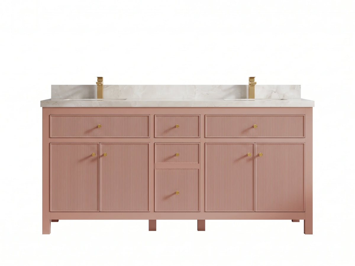 Sonoma 72 in W x 22 in D Free Standing Reeded Double Sink Bathroom Vanity