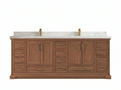 Charlotte Teak Wood 84 in. W x 22 in. D Double Sink Bathroom Vanity