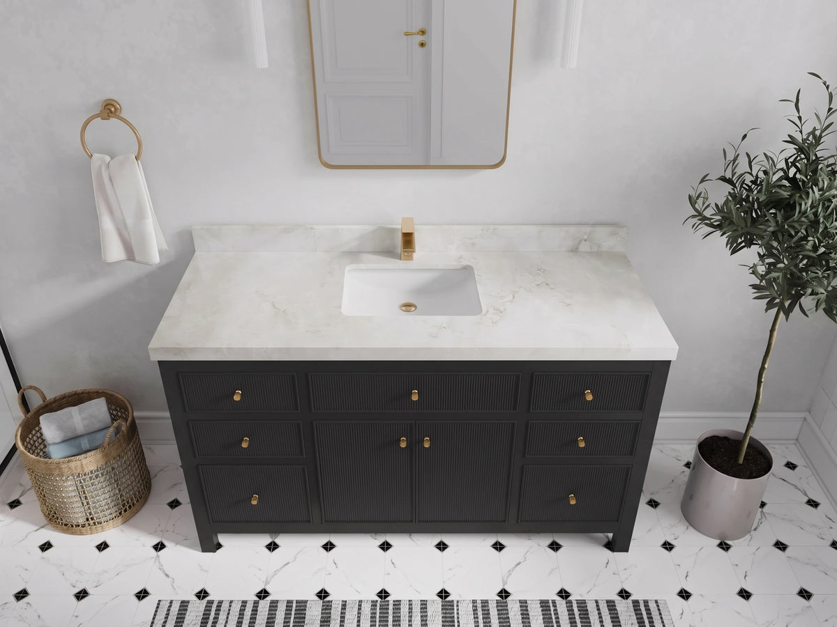 Sonoma 60 in W x 22 in D Free Standing Reeded Single Sink Bathroom Vanity