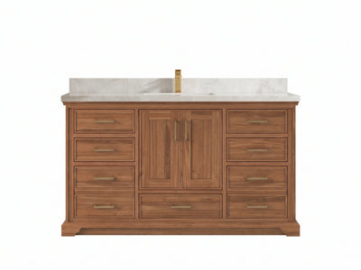 Charlotte Teak Wood 60 in. W x 22 in. D Single Sink Bathroom Vanity