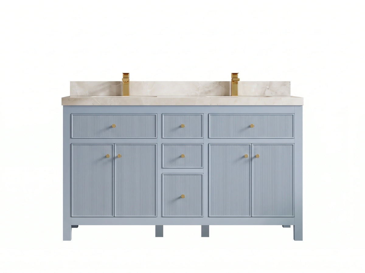 Sonoma 60 in W x 22 in D Free Standing Reeded Double Sink Bathroom Vanity
