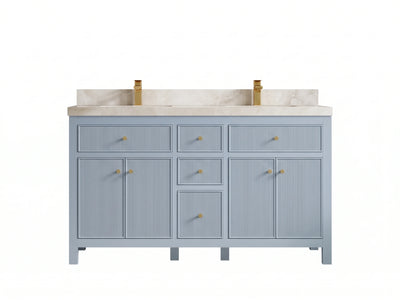 Sonoma 60 in W x 22 in D Free Standing Reeded Double Sink Bathroom Vanity
