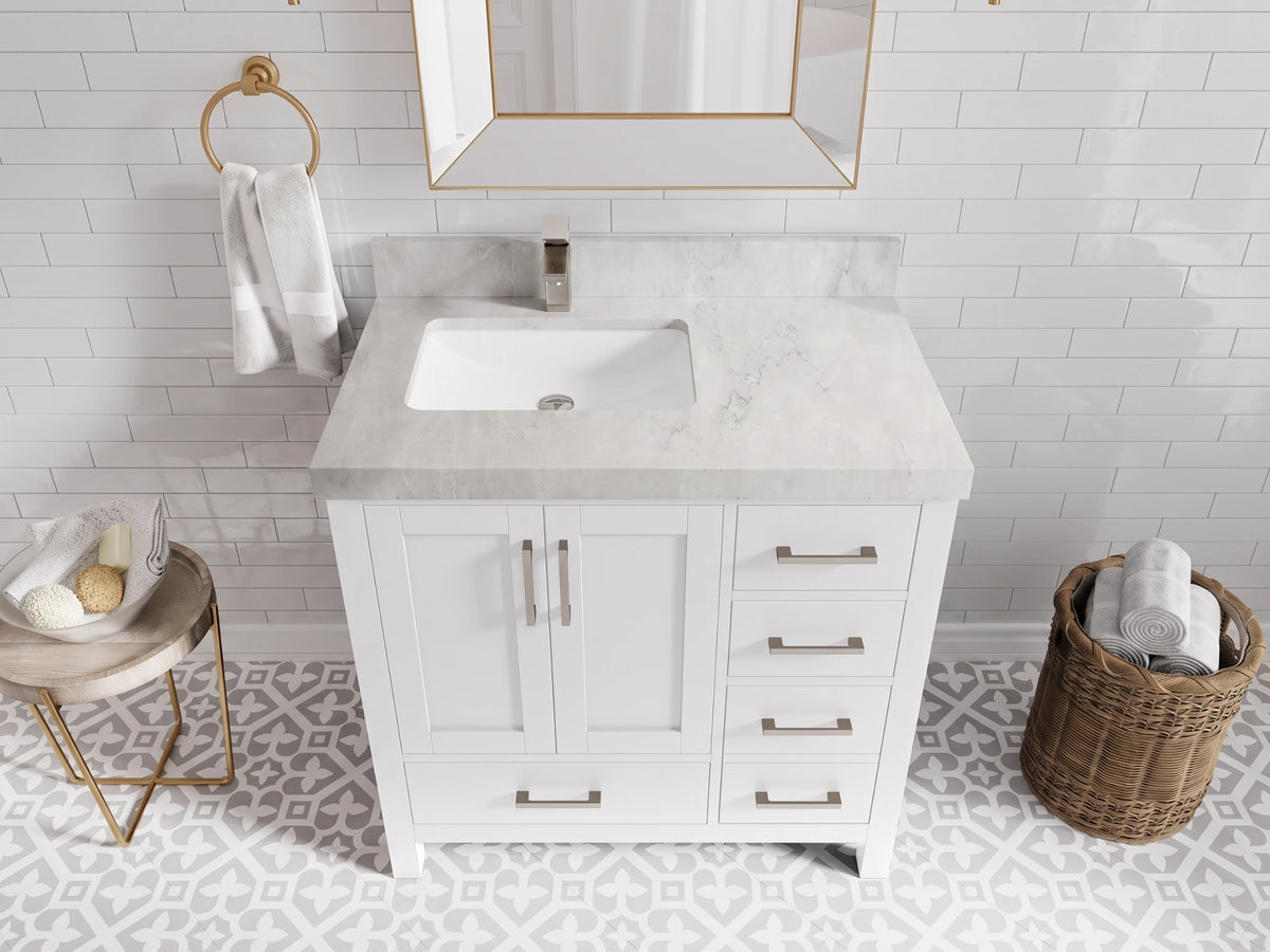 Malibu 36 in. W x 22 in. D Left Offset Sink Bathroom Vanity