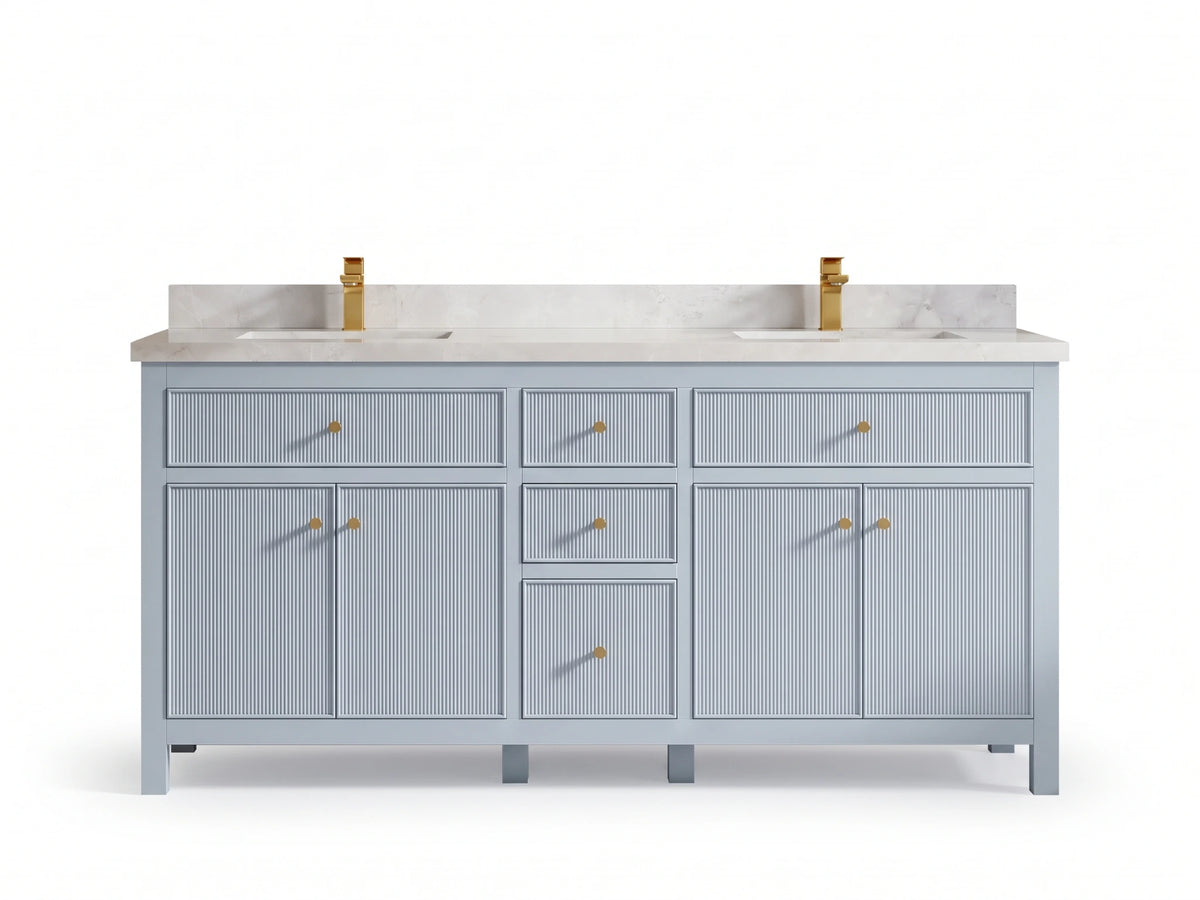 Sonoma 72 in W x 22 in D Free Standing Reeded Double Sink Bathroom Vanity