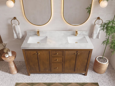 Chicago Teak 60 in. W x 22 in. D Double Sink Bathroom Vanity