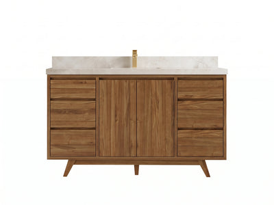 Madison Teak Wood 60 in. W x 22 in. D Single Sink Bathroom Vanity