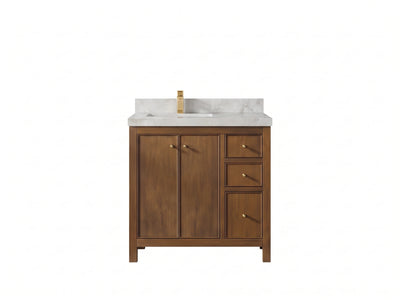 Chicago Teak 36 in. W x 22 in. D Left Offset Sink Bathroom Vanity