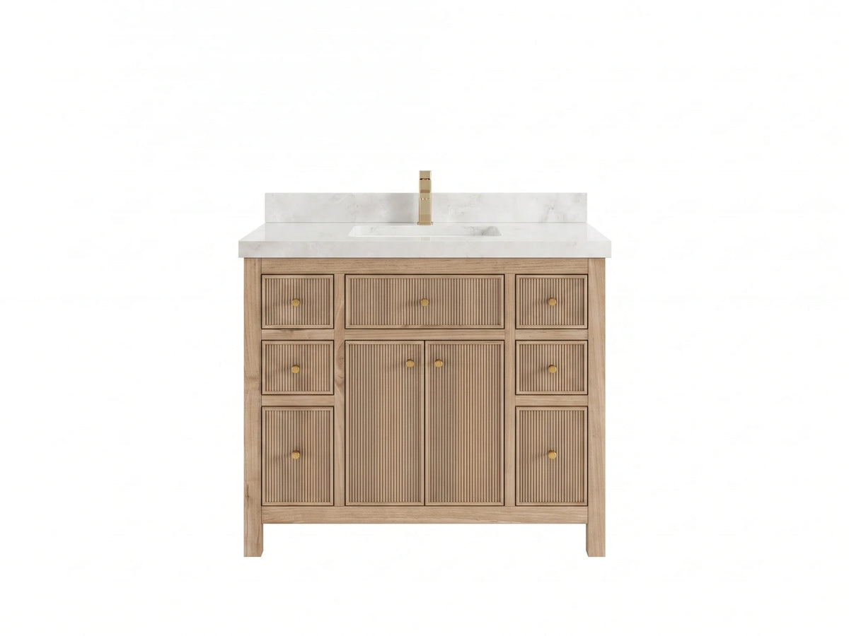 Sonoma Reeded Teak Wood 42 in. W x 22 in. D Single Sink Bathroom Vanity