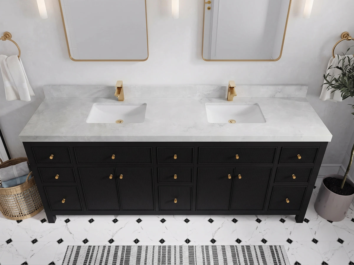 Sonoma 84 in W x 22 in D Free Standing Reeded Double Sink Bathroom Vanity