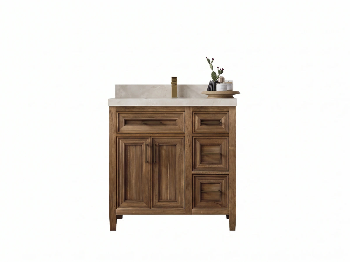 Santa Monica Teak Wood 36 in. W x 22 in. D Single Sink Bathroom Vanity