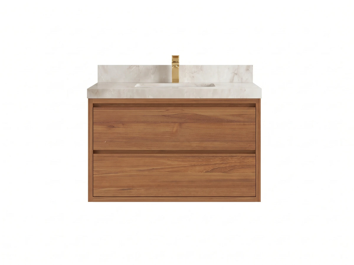 Madison Floating Teak Wood 36 in. W x 22 in. D Center Sink Bathroom Vanity