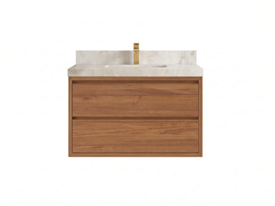 Madison Floating Teak Wood 36 in. W x 22 in. D Center Sink Bathroom Vanity