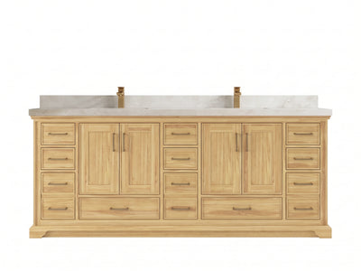 Charlotte Teak Wood 84 in. W x 22 in. D Double Sink Bathroom Vanity