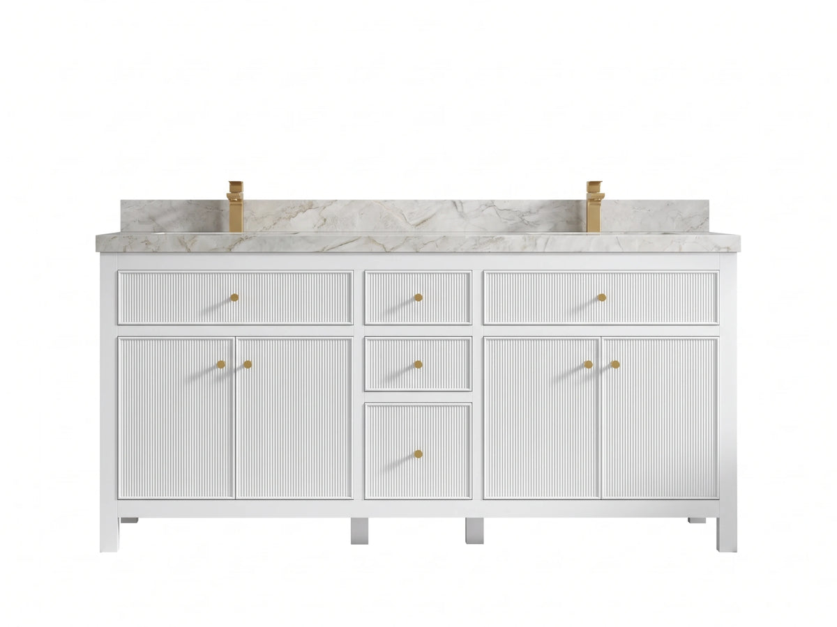 Sonoma 72 in W x 22 in D Free Standing Reeded Double Sink Bathroom Vanity