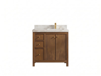Chicago Teak 36 in. W x 22 in. D Right Offset Sink Bathroom Vanity