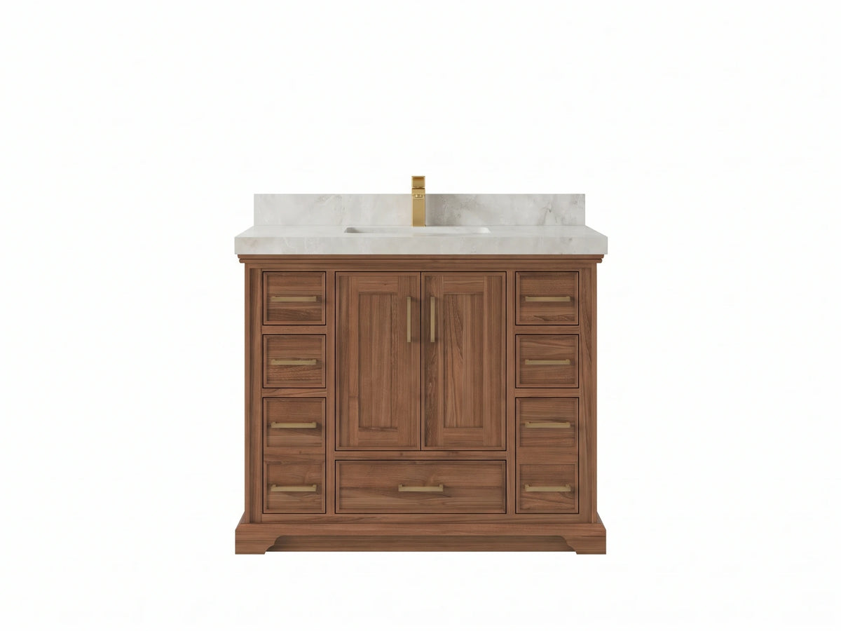 Charlotte Teak Wood 42 in. W x 22 in. D Single Sink Bathroom Vanity