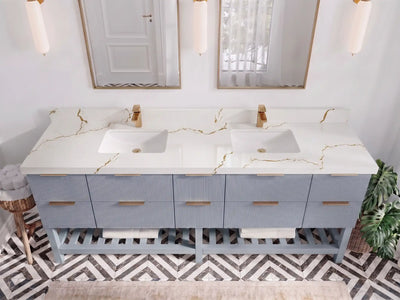 Catalina 84 in W x 22 in D Free Standing Reeded Double Sink Bathroom Vanity