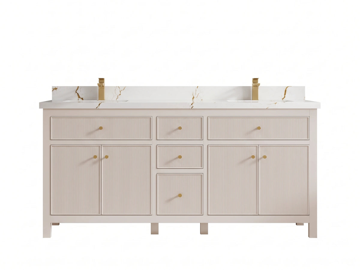 Sonoma 72 in W x 22 in D Free Standing Reeded Double Sink Bathroom Vanity