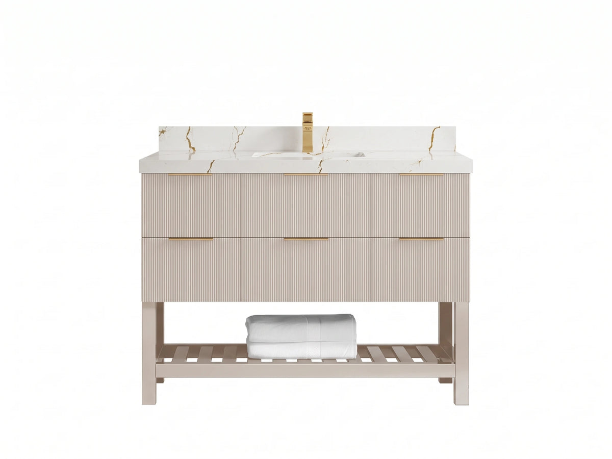 Catalina 48 in W x 22 in D Free Standing Reeded Single Sink Bathroom Vanity