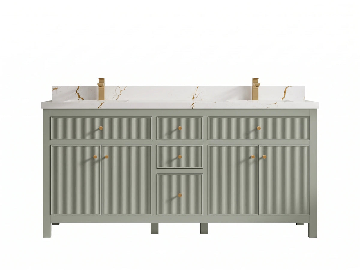 Sonoma 72 in W x 22 in D Free Standing Reeded Double Sink Bathroom Vanity