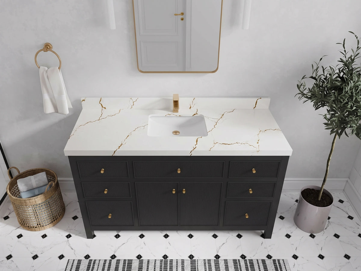 Sonoma 60 in W x 22 in D Free Standing Reeded Single Sink Bathroom Vanity