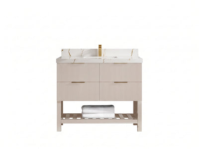 Catalina 42 in W x 22 in D Free Standing Reeded Single Sink Bathroom Vanity