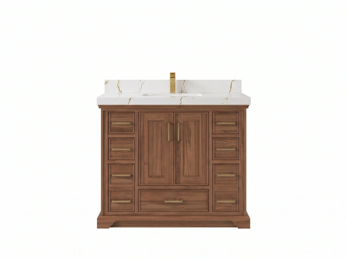 Charlotte Teak Wood 42 in. W x 22 in. D Single Sink Bathroom Vanity