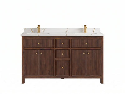 Sonoma Reeded Teak Wood 60 in. W x 22 in. D Double Sink Bathroom Vanity