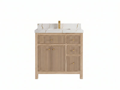 Sonoma Reeded Teak Wood 36 in. W x 22 in. D Center Sink Bathroom Vanity