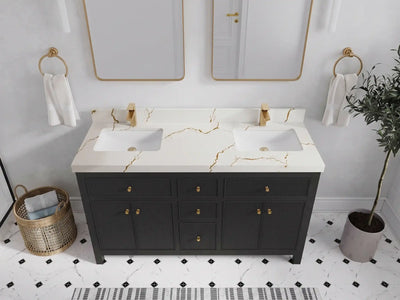 Sonoma 60 in W x 22 in D Free Standing Reeded Double Sink Bathroom Vanity