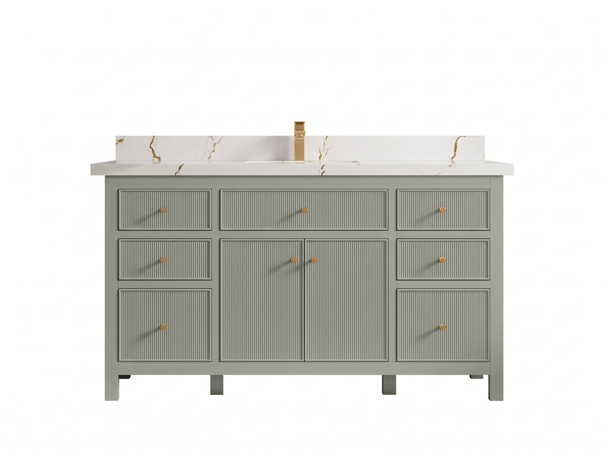 Sonoma 60 in W x 22 in D Free Standing Reeded Single Sink Bathroom Vanity