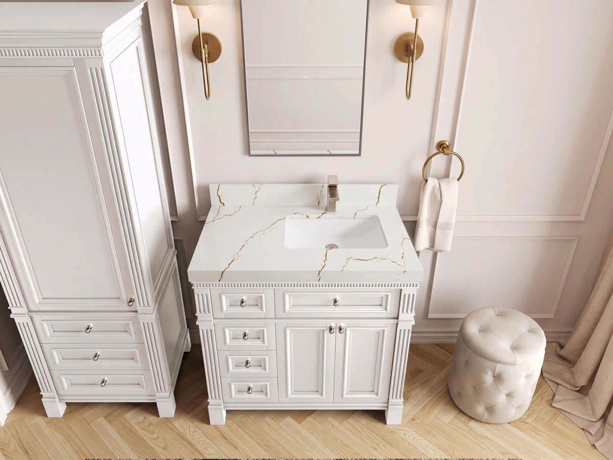 Paris 36 in. W x 22 in. D Right Offset Sink Bathroom Vanity