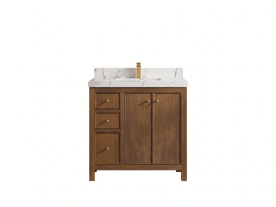Chicago Teak 36 in. W x 22 in. D Center Sink Bathroom Vanity