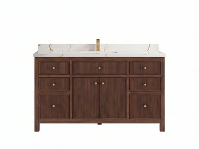Sonoma Reeded Teak Wood 60 in. W x 22 in. D Single Sink Bathroom Vanity