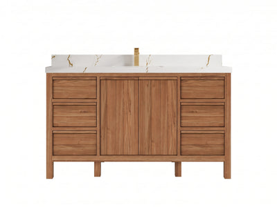 Elizabeth Teak Wood 60 in. W x 22 in. D Single Sink Bathroom Vanity