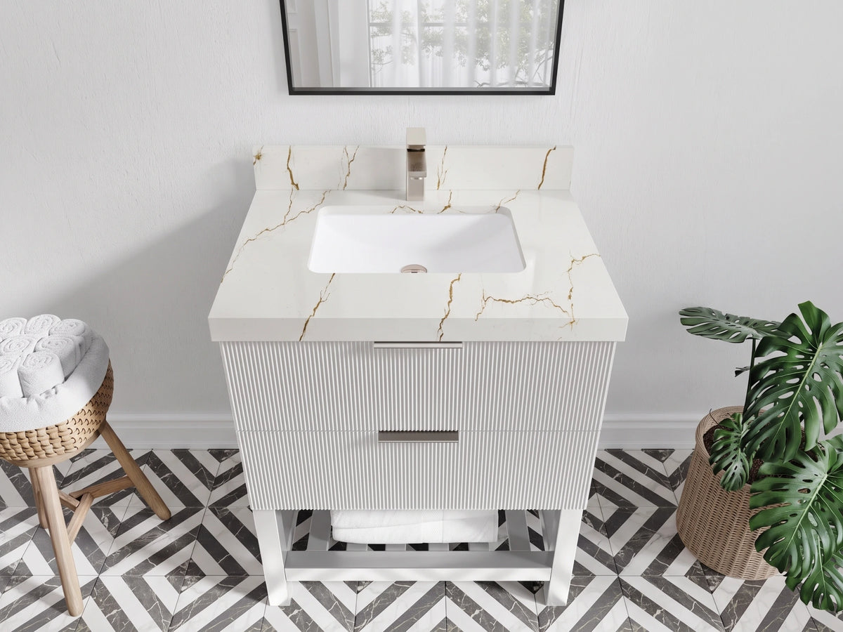 Catalina 30 in W x 22 in D Free Standing Reeded Single Sink Bathroom Vanity