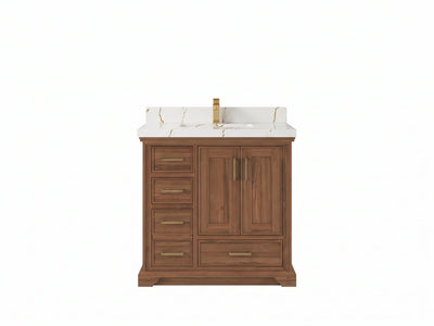 Charlotte Teak Wood 36 in. W x 22 in. D Center Sink Bathroom Vanity