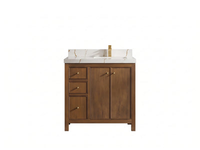 Chicago Teak 36 in. W x 22 in. D Right Offset Sink Bathroom Vanity