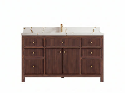 Sonoma Reeded Teak Wood 60 in. W x 22 in. D Single Sink Bathroom Vanity
