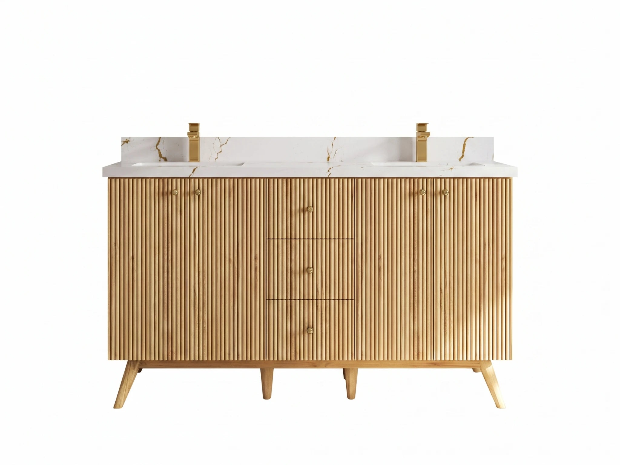 Pasadena Teak Wood 60 in. W x 22 in. D Double Sink Bathroom Vanity