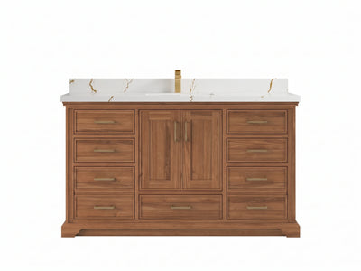 Charlotte Teak Wood 60 in. W x 22 in. D Single Sink Bathroom Vanity