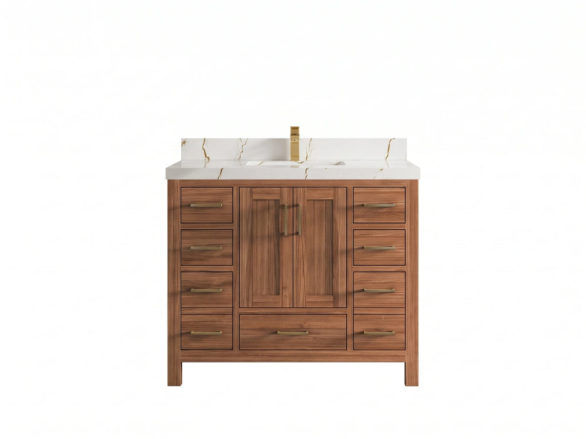 Malibu Teak Wood 42 in. W x 22 in. D Single Sink Bathroom Vanity